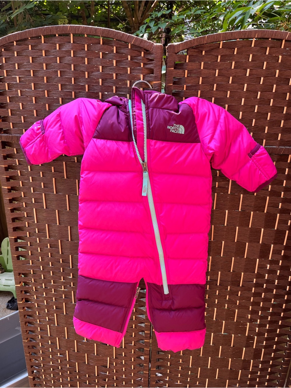 The North Face Kids Hot Pink & Burgundy Puffer Bunting- Infant Snowsuit